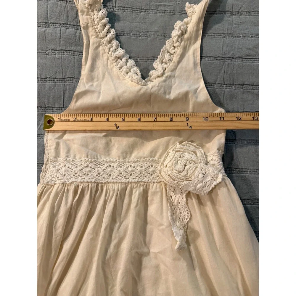 Mustard Pie Girls Cream Cotton Halter Dress Crochet Lace Ruffle Boho Size 6